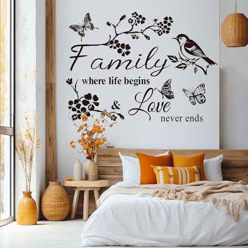 Wall Decor Sticker Family Letter Vinyl Wall Art Decal Removable Wall Stickers Quotes Family is Everything Decals Art Mural Home Decor for Living Room Dining Room Kitchen.£¨Black£©