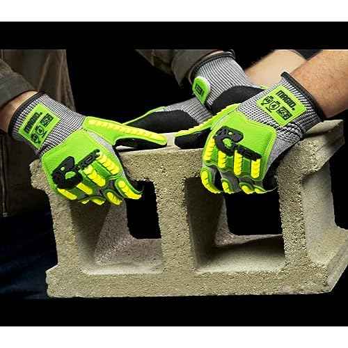 MAGID T-REX ANSI A5 Lightweight Sandy Nitrile Palm Coated Impact Gloves, 1 Pair, Size 8/Medium, TRX441