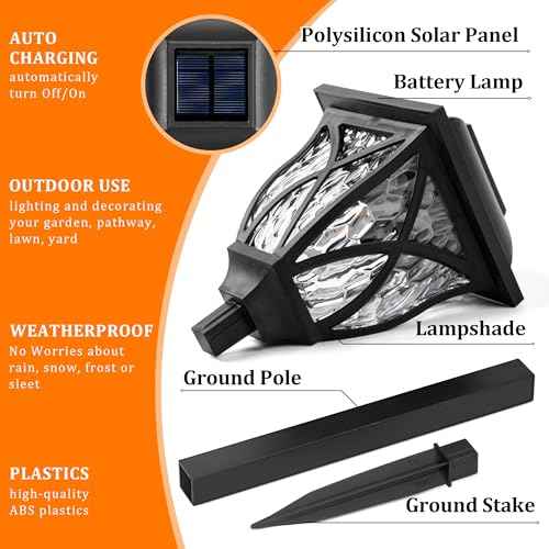 GIGALUMI Solar Lights Outdoor Waterproof, 8 Pack Flickering Flame LED Lights, Garden Decor for Yard, Patio, Landscape, Planter, Walkway, Transparent Cover