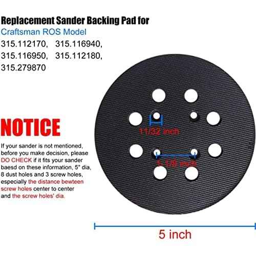 2 Pack 5 Inch 8 Hole Hook and Loop Replacement Sander Pad for Craftsman 315 Model Random Orbit Sander - 315112170, 315116940, 315116950, 315112180, 315279870 Orbit Sanders Sanding Pad