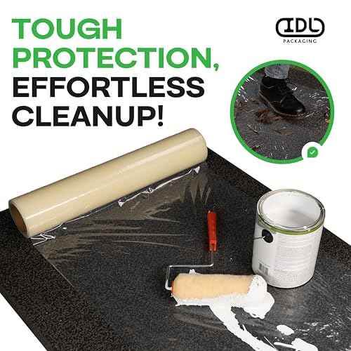 Carpet Protection Film 24" x 200', 3 mil (400 Sq.Ft) - USA-Made Self-Adhesive Carpet Protection - Clean Removal, Clear and Strong Cover Protector - Heavy-Duty Floor Protector Roll by IDL Packaging