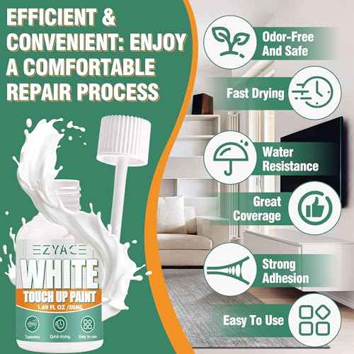 White Touch Up Paint, Multi Surface Touches Up Paints Pen 1.69 Fl Oz for Wood Floor Scratch Repair, Wall, Door, Cabinets, Wood, Furniture, Porcelain, Appliance, Cabinet Paint, Semi Gloss White