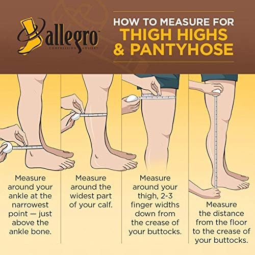 Allegro 15-20mmHg Essential 5 Sheer Support Hose - Comfortable, Thigh High, Open Toe, Compression Stockings for Women