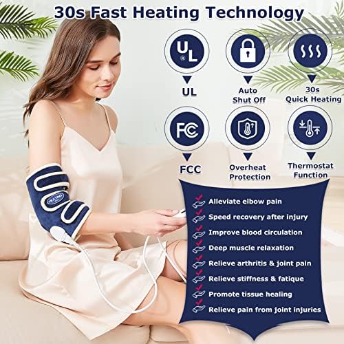 CAMECO Heated Elbow Wrap for Pain Relief, Electric Arm Heating Pad for Tendonitis, Tennis Elbow & Arthritis, Dry Heat Therapy Brace, Auto Shut Off & 86℉-158℉ Adjustable for Leg, Knee, Men & Women