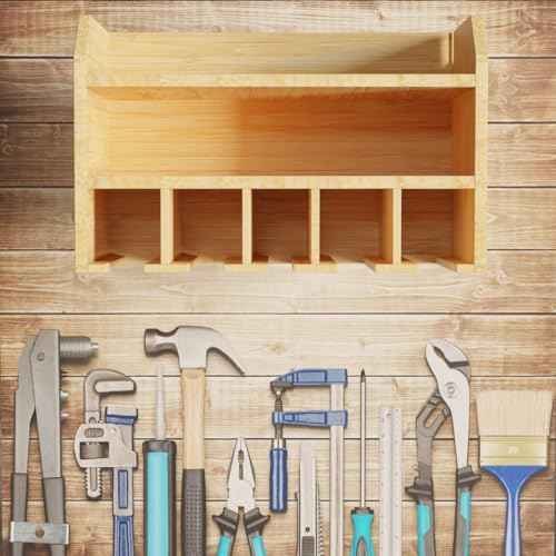 DupliM Bamboo Wall-Mounted Power Tool Organizer, Power Drill Holder and Tool Storage Rack - FSC-Certified ? Assembly Required