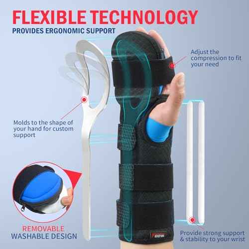 FEATOL Resting Hand Splint Stroke Night Immobilizer with Removable Splints- Pain Relief For Carpel Tunnel, Stroke Recovery, Arthritis, Tendinitis-Functional Support Wrist Finger Brace-Right Hand Medium-For Men and Women