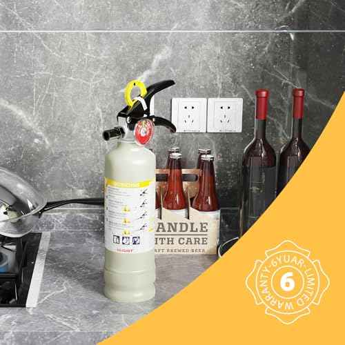 Ougist ABC Dry Powder Fire Extinguisher, 2.5lb ? 1-A:10-B£ºC Rated for Home, Office & Vehicle, Quick Release, Easy-Grip Handle, Ideal for Electrical & Grease Fires, Car Extinguisher, Model FF1KG