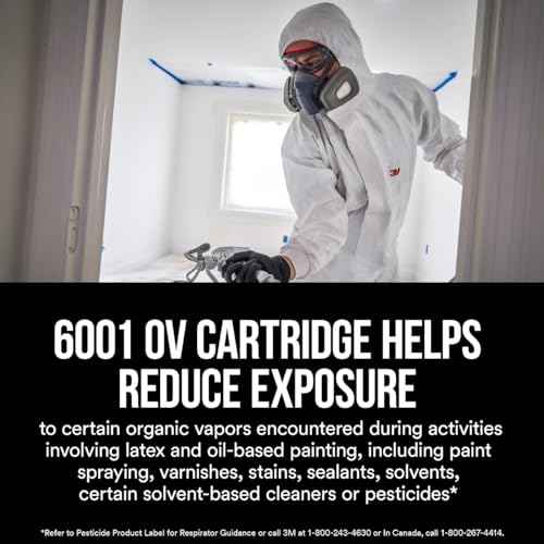 3M Organic Vapor Performance Cartridge, 3 Pairs, For Use With 3M 6000, 6500 & 7500 Series Facepieces, NIOSH-APPROVED OV For Use Against Certain Organic Vapors, Easy-To-Attach Design (6001P3-DC)