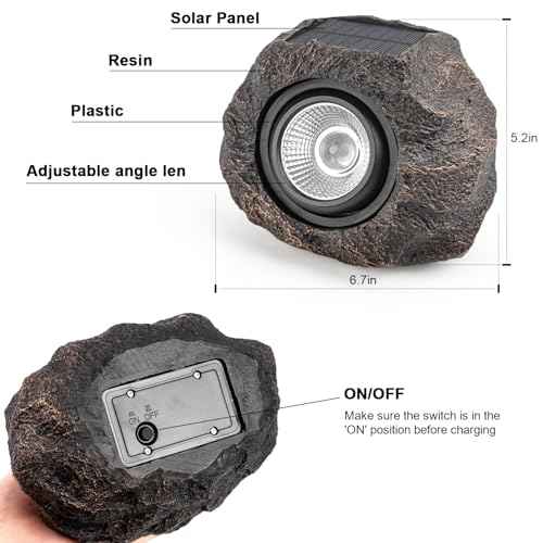 Solar Rock Lights, 4 Pack Solar Powered Waterproof LED Spotlights Decorative for Outdoor Garden, Pathway, Walkway, Yard, Landscape, Patio