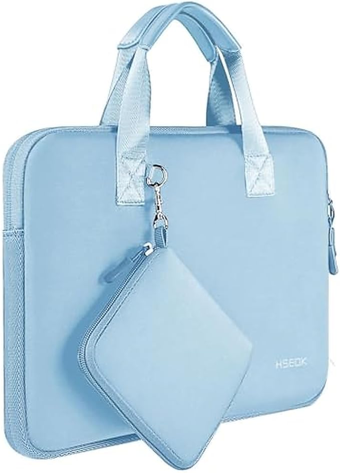 Hseok Laptop Sleeve 15 inch Case with Small Case, Compatible with MacBook Air/Pro 15 M4/M3/M2, Surface Laptop 15, XPS 15 and 14-15 inch Notebooks, Neoprene Computer Handbag,SK01BL01