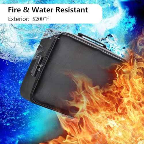 ruboka Fireproof Document Bag,Fireproof 3-Layer Box with Lock,Document Safe Portable Travel Home Bag for Laptop,Files,Certificates,Gifts for Him,Black