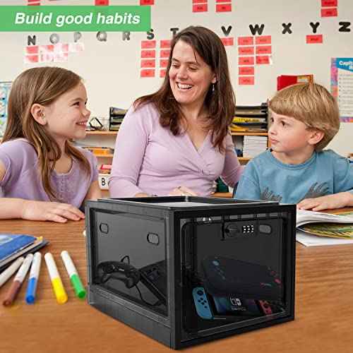 Lock Box for Medicines, Food, and Electronic Devices - Ideal for Keeping Medications Safe Locker, Lunch Snacks Locked Up Cabinet and Jail Cell Phones in One Lockable Container (Translucent Black)