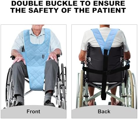 MDSTOP Wheelchair Safety Belt, Anti-Slip Wheelchair Seatbelt, Wheelchair Harness with Adjustable Secure Buckle, Medical Restraints Straps for Seniors Elderly, Patients, Disable (Blue)