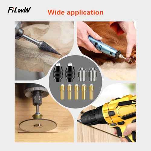 Drill Chuck Collet Set for Dremel, 16PCS 0.8-3.2mm Replacement 4486 Drill Keyless Bit Chuck Shank Rotary Tool Quick Change Adapter