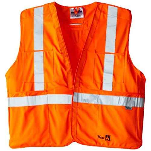 Viking FR Hi Vis Orange Safety Vest - Fire Resistant Class 2 Reflective Vest with Pockets, ANSI/ISEA and CSA Compliant