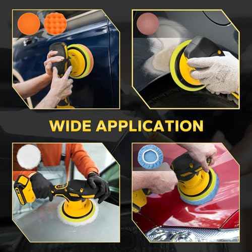 Car buffers and polishers kit Cordless for Dewalt 20V Battery,buffer polisher for car detailing with 8 Variable Speed Up to 5000RPM,6 Inch car buffers and polishers for Polishing/Waxing(No battery)