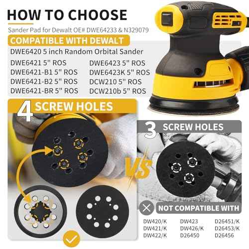 Sander Pad for Dewalt, 5" 8 Hole Hook and Loop Replacement Orbital Metal Sander Pad for DeWalt DWE6421 6421K DWE6423 6423K DCW210B Random Orbital Sander Part DWE64233 & N329079
