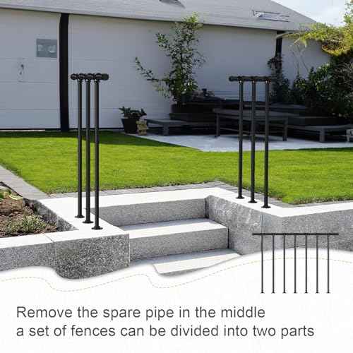 Metal Deck Railing, Flat Railing Kit, Metal Porch Railing Outdoor, Guard Rail Kit with Balusters, Horizontal Railing Post, Black Indoor Railing Kit for Balcony(34 in. H x 4 ft. W)