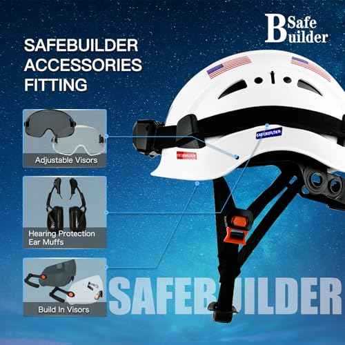 Construction Safety Helmet with Headlight Hard Hat Headlamp Adjustable Ventilation Hardhats Work Head Protection Certified ANSI/ISEA Z89.1