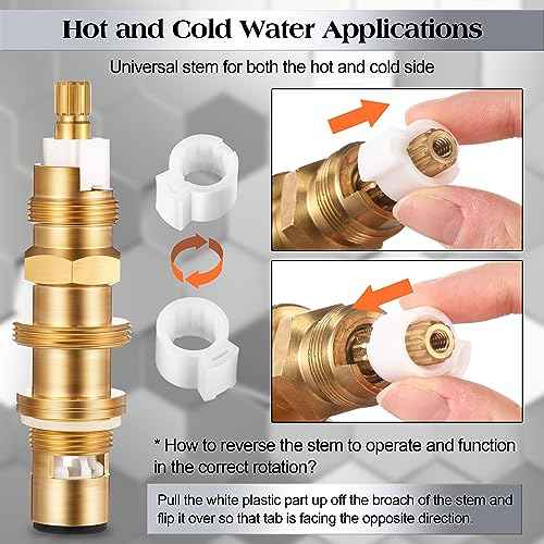 Dreyoo Ceramic Disc Cartridge Replacement for 910-030, Diverter Stem Replacement for 910-022, Shower Valve Faucet Cartridge Compatible with Price/Pfister, Hot Cold Diverter, Brass Construction