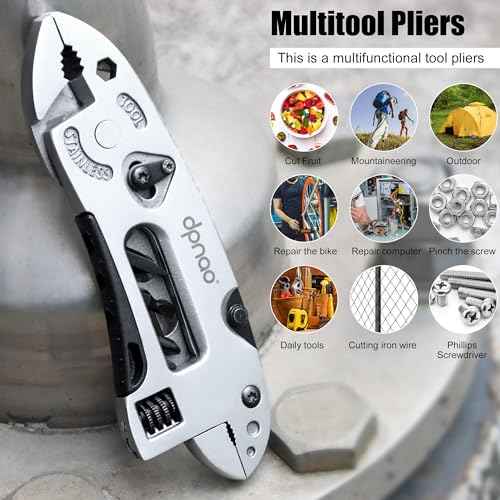 Multitool Wrench adjustable tool/5-in-1 stainless steel multifunctional pocket tool/cross wrench/screwdriver/pliers/portable folding knife with protective cover,outdoor camping,men's Christmas gift