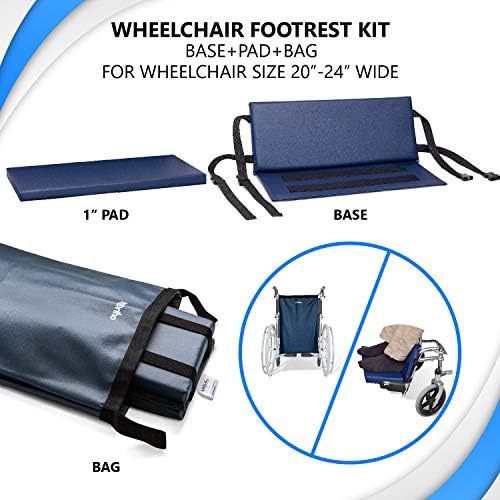 NYOrtho Wheelchair Foot-Rest Extender Elevating Pad - Leg Cushion Protector + Carrying Bag | Secures Easily with Quick-Release Strap Seat Widths 22" - 24" + Carrying Bag, 1" Foot Platform