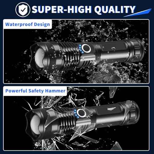 3Pack Rechargeable Flashlights High Lumens, Super Bright Flashlight, 5Modes LED Flashlight Rechargeable, Adjustable Tactical Flashlights High Powered, Flash Lights for Emergency Camping Home