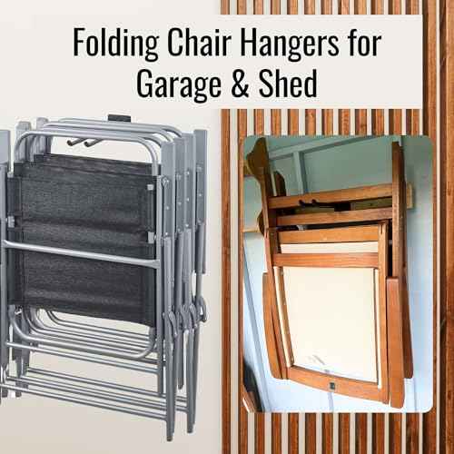 Ladder Hangers for Garage Wall - Hooks Heavy Duty - Hooks for Garage Wall Hanging - Shed, Yard and Garage Tool Hanger for Folding Chairs, ladders and Garden Tools