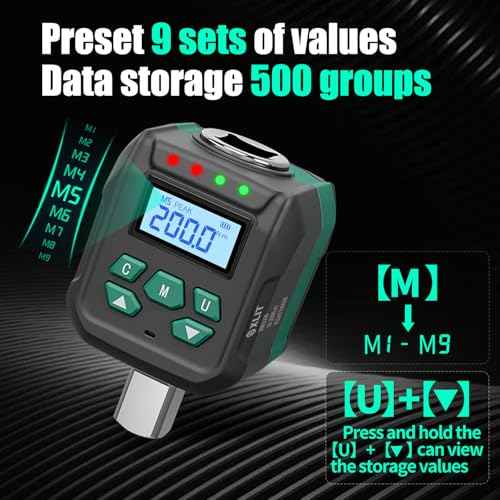1/2¡° Digital Torque Adapter Set with Socket Adapters (1/4", 3/8") - ¡¾2% Accuracy, 7.4-147.5 ft-lb, Buzzer & LED Alerts, Working with Ratchet Wrench, Breaker Bar - For Automotive, Motorcycle & Car