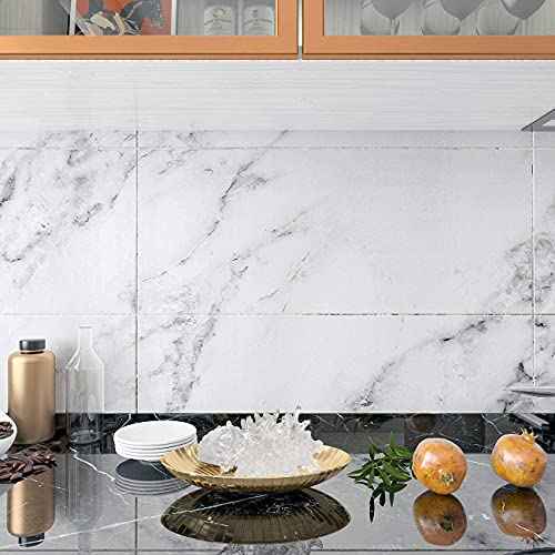 Decotalk Grey White Marble Contact Paper 12 x 120 inch Peel and Stick Countertops Self Adhesive Wallpaper Waterproof Removable Granite Contact Paper for Kitchen Backsplash Cabinets Drawer Liners Thick
