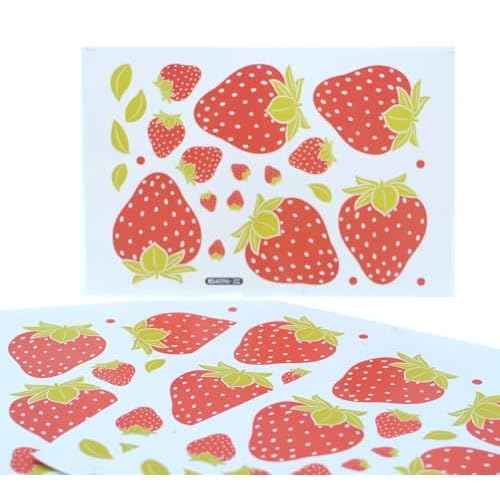8 Pages 184 Pieces Strawberry Stickers Waterproof Strawberry Wall Stickers Removable Fruit Wall Decals for Girls Bedroom Dorm Dining Room Kitchen Bathroom Waterproof Decor (8, Red)