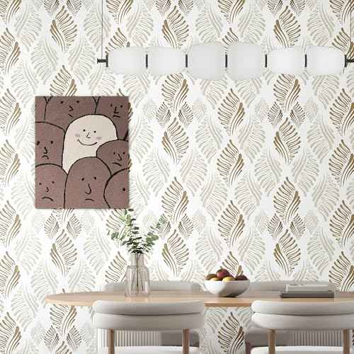 Brown Wall Paper Modern Peel and Stick Wallpaper 17.3"¡¿78.8" Boho Brown and Beige Self Adhesive Removable Wallpaper for Bedroom Contact Paper for Cabinets Waterproof Geometric Wallpapers Home Vinyl