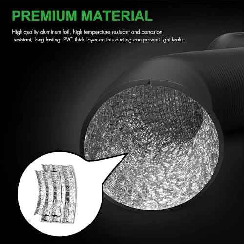 HealSmart 12" 25 Ft Aluminum Ducting Flexible, Heavy-Duty Four-Layer Protection with 2 Duct Clamps, Dryer Vent Hose for Heating Cooling Ventilation and Exhaust Fan