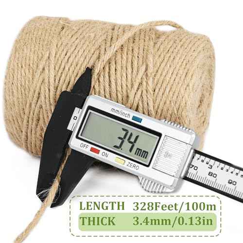 Leecogo 3mm 6Ply Jute Twine, 328 Feet,Heavy Duty for Garden, Crafts, Rustic Decor