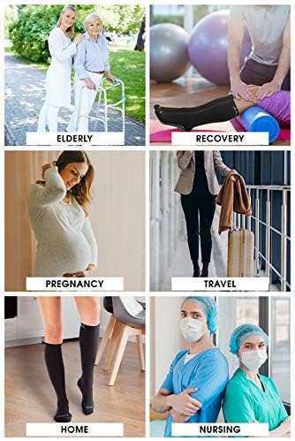 LA ACTIVE Graduated Compression Socks with Non-Slip Grips for Safety - 15-20mmHg for Women & Men