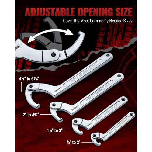 Spanner Wrench Set with Changeable Heads, 11 Pcs Adjustable Spanner Wrench Tool for Hydraulic Ram Cylinder, Mechanical Machine, Equipments Vehicles
