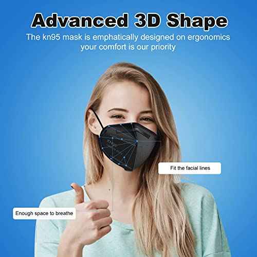 KN95 Face Masks 60 Pcs,5 Layers Cup Dust Mask,Filter Efficiency 95%, Suitable for Home Work Restaurants