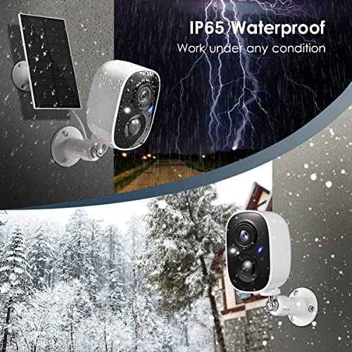 GMK Solar Security Cameras Wireless Outdoor, with Solar Panel 2K Color Night Vision Motion Detection 2-Way Talk Battery Powered WiFi Home Indoor Camera IP65 Weatherproof Cloud/SD Storage 2-Pack
