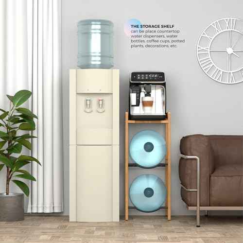 5 Gallon Water Jug Holder with Top Shelves, Natural Solid Wood Water Dispenser Stand 31"H, 3-Tiers 5 Gallon Water Jug Stand, Water Cooler Jug Rack, 5 Gallon Water Bottle Holder with 2 Slot & Top Shelf