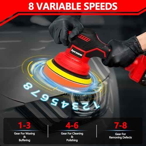 Cordless Car Buffer Polisher for Milwaukee 18V Battery, 6 Inch Portable Orbital Buffer Polisher Kit, 8 Variable Speed Car Polisher for Car Detailing/Polishing/Waxing (Battery Not Include)