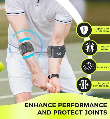 HiRui Elbow Brace with Gel Pad Support for Forearm Tension Relief, Tennis Elbow Brace Adjustable Elbow Strap Pressure Band for Tendonitis Weightlifting Golfer Baseball (Gray-2 Pack)