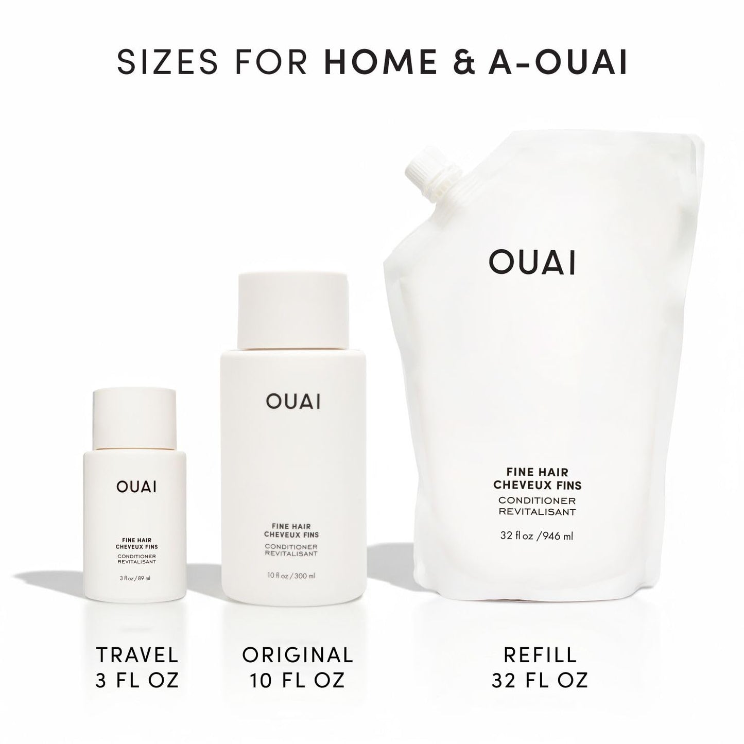 OUAI Fine Hair Conditioner Travel Size - Volumizing Conditioner for Fine Hair with Keratin, Biotin & Chia Seed Oil - Adds Softness, Bounce & Volume - Free from Parabens, Sulfates & Phthalates (3 Oz)