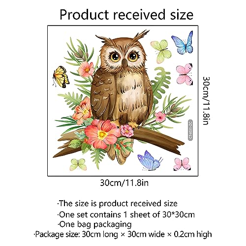 Cute Little Owl Butterfly £¦ Flower Wall Stickers, sacinora DIY Cartoon Animal Wall Decals Removable Vinyl Peel and Stick for Window Living Room Children's Room Bedroom Nursery Decorations