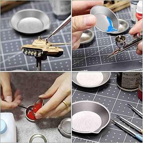 2pcs Stainless Steel Small Round Paint Tray&Paint Stirrer Suitable for Mixing of Various pigments
