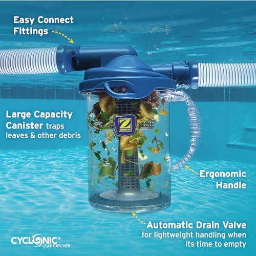 Zodiac Genuine Parts Cyclonic Leaf Catcher, Connects to Suction-Side Pool Cleaners to Capture Leaves & Other Debris, Universal Hose Connection Included