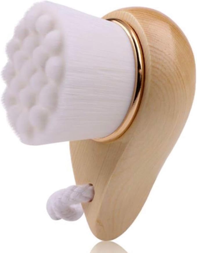 BeNat. Facial Bamboo Wood Handle Cleansing Brush. Extra-Soft Fiber Facial Brush. White.