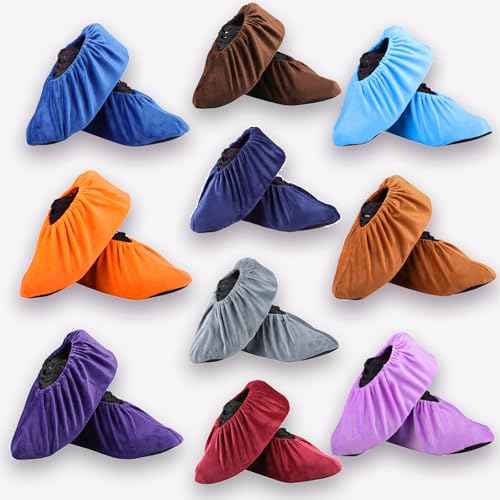 10 Pairs Reusable Non Slip Shoe Covers, Premium Soft Washable Thickened Safety Boot & Shoe Covers for Household, Office, Laboratory£¬one size£¨10 colors£©