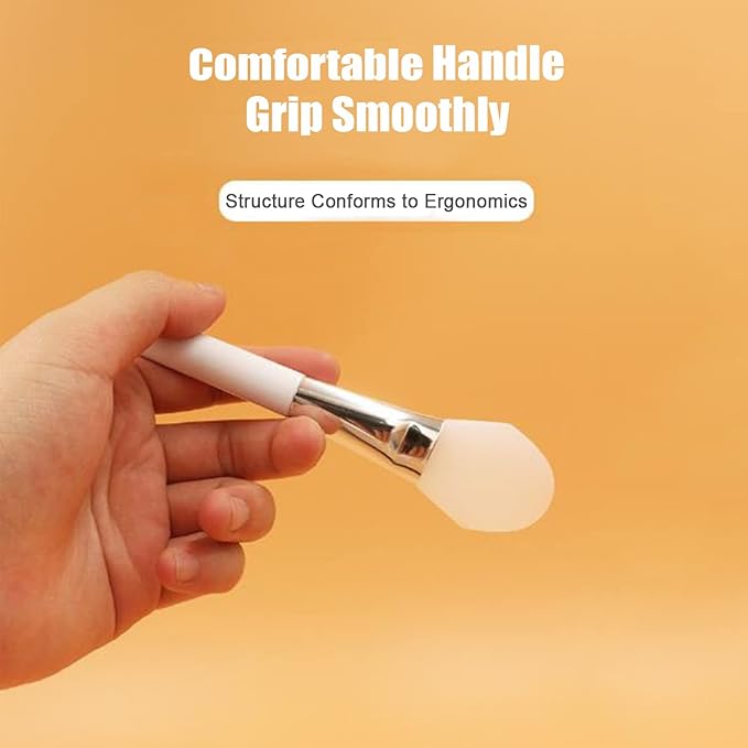 Facial Mask Application Brush, Soft Silicone Fan Shape White Brush Head Cosmetic Tool for Body Lotion, Mud, Clay, Charcoal Mixed Mask