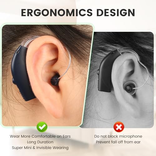 Hearing Aids Hearing Amplifiers for Seniors Rechargeable with Noise Cancelling Hearing Aid Loss Amplifier Seniors and Adults with Charging Case-Black