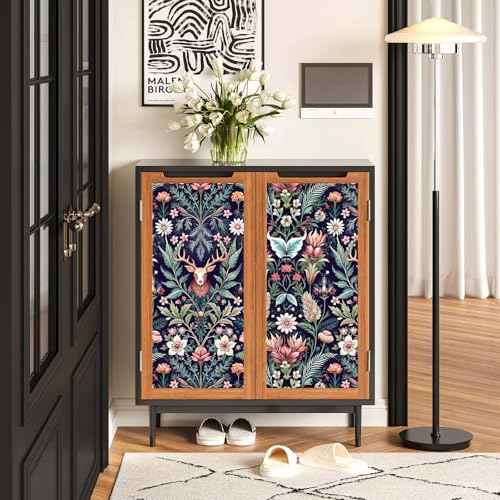 Yun-aeon Deer and Nature Peel and Stick Wallpaper - 17.3" x 120"£¨14.4sq ft£© Removable Forest Contact Paper Plants Wall Paper Vinyl Self Adhesive Floral Art Deco for Bedroom Living Room